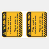 Waarschuwing Covid-gebied papier sticker (Voorkant)