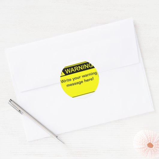 Waarschuwing! - Creëer uw aangepaste waarschuwings Ronde Sticker (Envelop)
