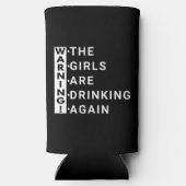 Waarschuwing dat de meisjes weer drink seltzer blikjeskoeler (Achterkant)