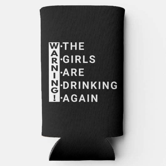 Waarschuwing dat de meisjes weer drink seltzer blikjeskoeler (Achterkant)