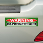 Waarschuwing!  De consument kan groen stemmen Bumpersticker (Op auto)