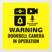 Waarschuwing Deurbel Camera In Operation Video Aud Raamsticker (Vel)