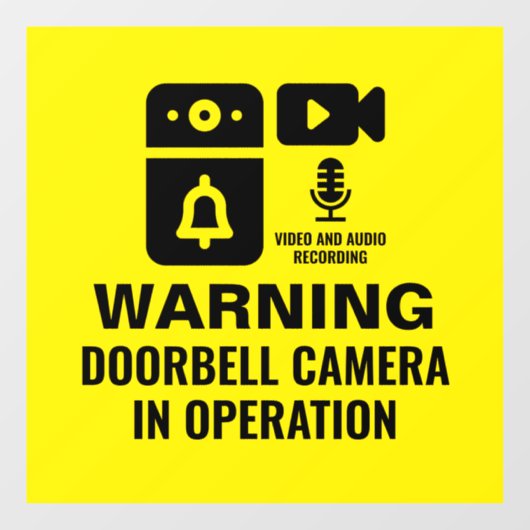 Waarschuwing Deurbel Camera In Operation Video Aud Raamsticker (Vel)