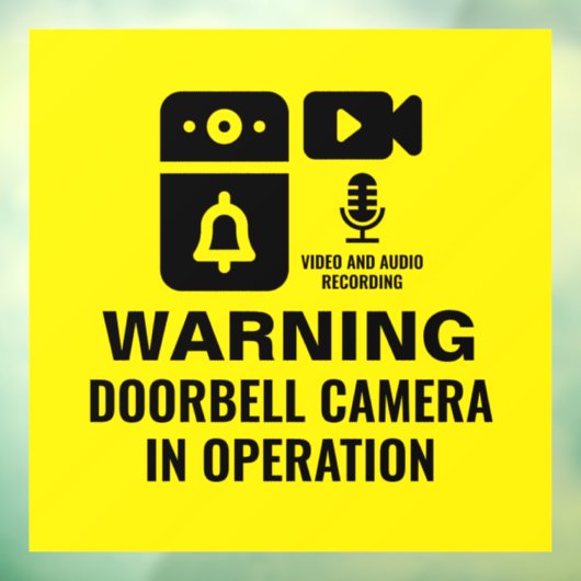 Waarschuwing Deurbel Camera In Operation Video Aud Raamsticker (Vel 3)