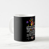 Waarschuwing Deze autisme autisme autisme dag cade Koffiemok (Voorkant links)