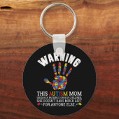 Waarschuwing deze autisme moeder gebruikt geduld o sleutelhanger (Voorkant)