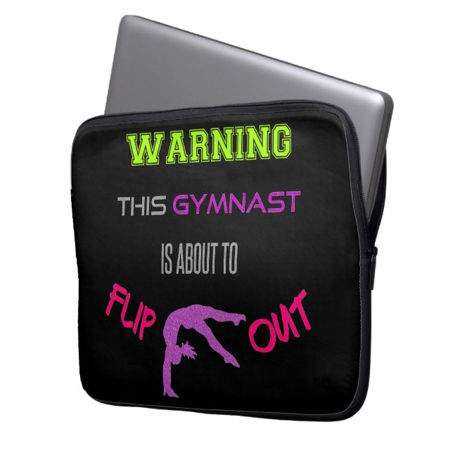 Waarschuwing Deze gymnast staat op het punt om uit Laptop Sleeve (Voorkant Links)