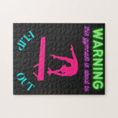 Waarschuwing Deze gymnast staat op het punt om uit Legpuzzel (Horizontaal)