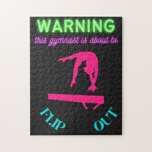 Waarschuwing Deze gymnast staat op het punt om uit Legpuzzel (Verticaal)