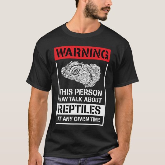 Waarschuwing Deze persoon kan praten over reptiele T-shirt (Voorkant)