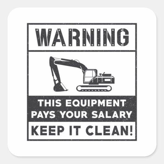 Waarschuwing: dit apparaat-graafconstructie vierkante sticker (Voorkant)