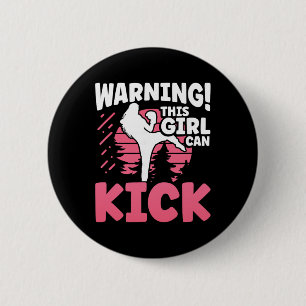 Waarschuwing Dit Meisje Kan Kicken Mma Kickboksen  Ronde Button 5,7 Cm