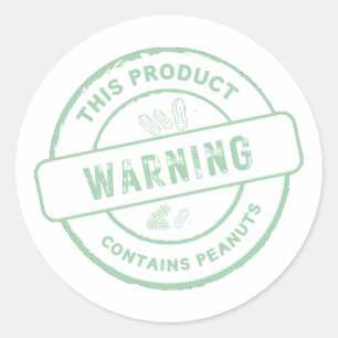WAARSCHUWING Dit product bevat pinda's Ronde Sticker