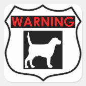WAARSCHUWING DOG GLOSSY SQUARE STICKER (Voorkant)