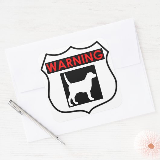 WAARSCHUWING DOG GLOSSY SQUARE STICKER (Envelop)