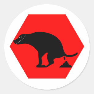 Waarschuwing Dog Pooping Ronde Sticker