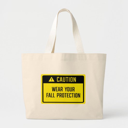 Waarschuwing Draag uw Herfst Protection Sign Grote Tote Bag (Voorkant)