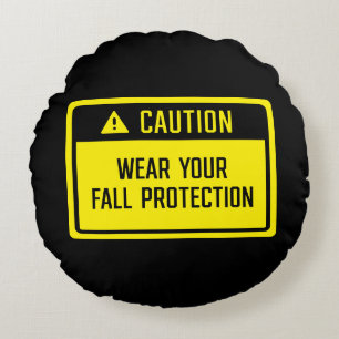Waarschuwing Draag uw Herfst Protection Sign Rond Kussen
