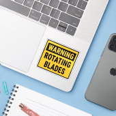 Waarschuwing Draaiende Messen  Sticker (Laptop met iPhone)