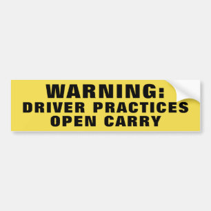 Waarschuwing driverpraktijken openen Carry Yellow Bumpersticker
