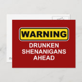 Waarschuwing: Drunken Shenanigans Ahead Briefkaart (Voorkant / Achterkant)