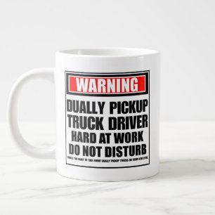 Waarschuwing Dually Pick-up Truck Bestuurder Hard  Grote Koffiekop