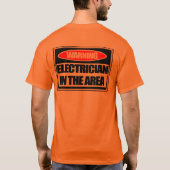 Waarschuwing Elektricus in het T-shirt veiligheid  (Achterkant)