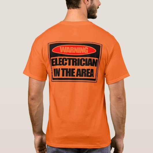 Waarschuwing Elektricus in het T-shirt veiligheid  (Achterkant)