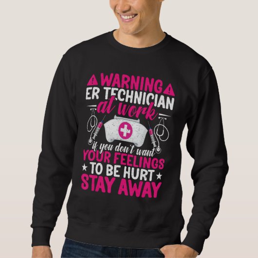 Waarschuwing ER-technicus aan het werk Funny Emerg Trui (Voorkant)