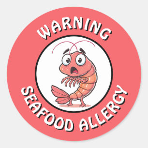 Waarschuwing Ernstige Allergie voor Zeevruchten Wa Ronde Sticker