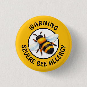 Waarschuwing Ernstige BEE Allergie Alarm Knop Ronde Button 3,2 Cm