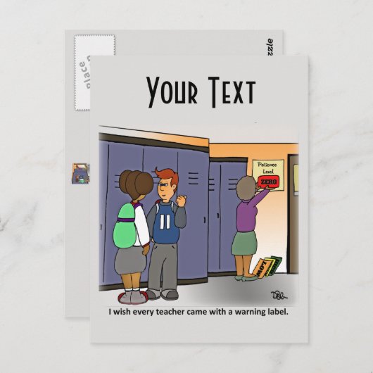Waarschuwing Etiket Briefkaart leraar (Voorkant / Achterkant)