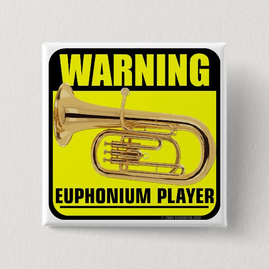 Waarschuwing! Euphonium Player Vierkante Button 5,1 Cm (Voorkant)