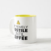 Waarschuwing: extreem vijandig tot koffie - grappi tweekleurige koffiemok (Voorkant links)