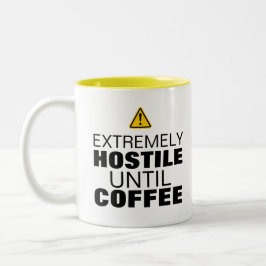 Waarschuwing: extreem vijandig tot koffie - grappi tweekleurige koffiemok