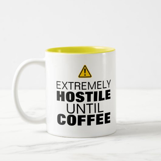 Waarschuwing: extreem vijandig tot koffie - grappi tweekleurige koffiemok (Links)