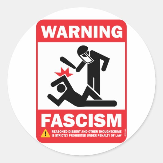 Waarschuwing! Facism Ronde Sticker (Voorkant)