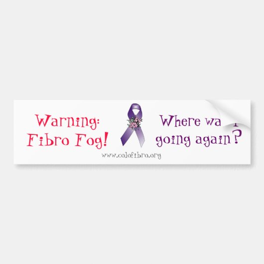Waarschuwing Fibro Fog Bumpersticker (Voorkant)