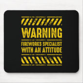 Waarschuwing Fireworks Specialist Pyro Pyrotechnic Muismat (Voorkant)