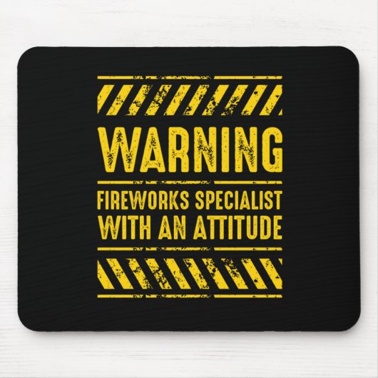 Waarschuwing Fireworks Specialist Pyro Pyrotechnic Muismat (Voorkant)