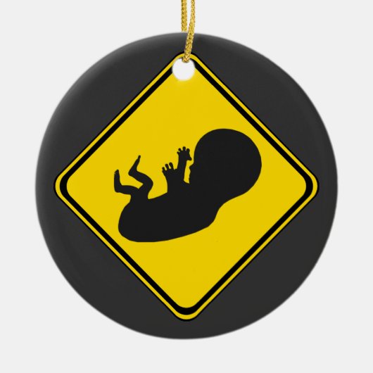 Waarschuwing: foetus Ahead. Keramisch Ornament (Voorkant)