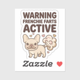 Waarschuwing Franse Bulldog Boert Actief Sticker