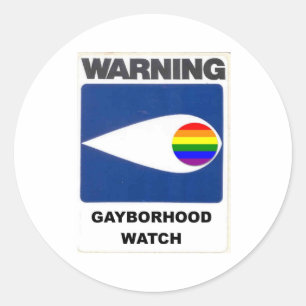 Waarschuwing: gayborhood Watch Ronde Sticker