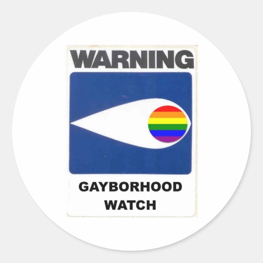 Waarschuwing: gayborhood Watch Ronde Sticker (Voorkant)