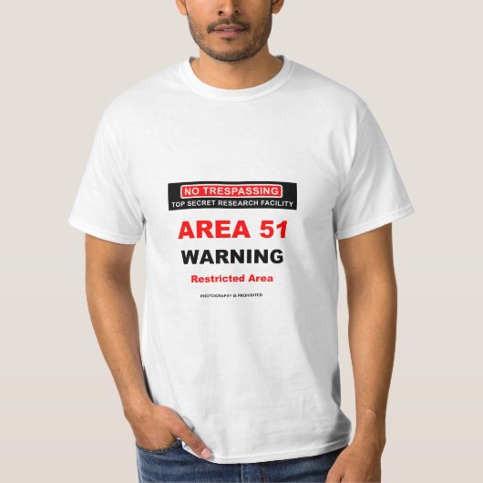 Waarschuwing gebied 51 t-shirt (Voorkant)