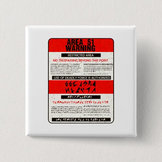 Waarschuwing gebied 51 vierkante button 5,1 cm (Voorkant)