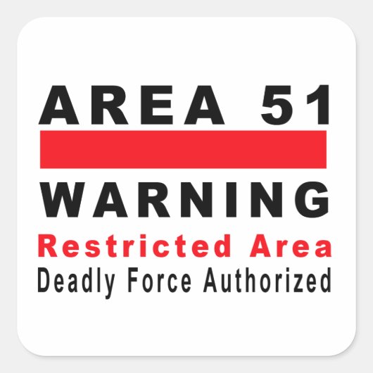 Waarschuwing gebied 51 vierkante sticker (Voorkant)