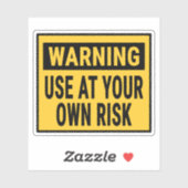 Waarschuwing Gebruik Op Eigen Risico Sticker (Vel)
