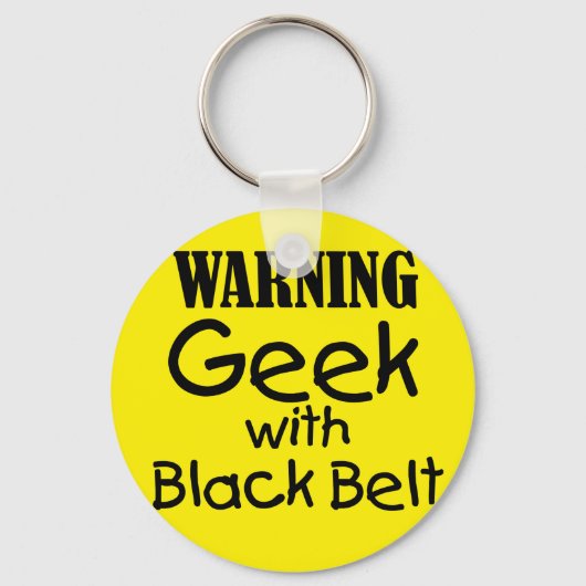 Waarschuwing Geek met zwarte gordel Sleutelhanger (Voorkant)