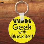Waarschuwing Geek met zwarte gordel Sleutelhanger (Voorkant)